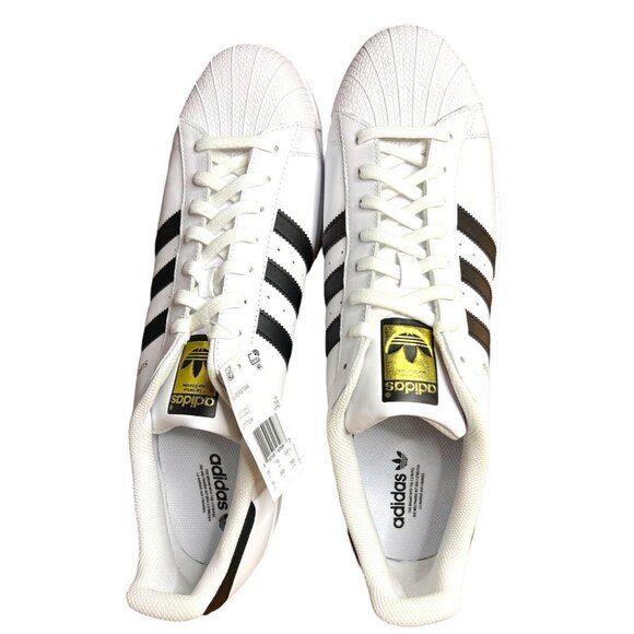Adidas Superstar Mens White & Black Sneakers Size 19 - Picture 2 of 6